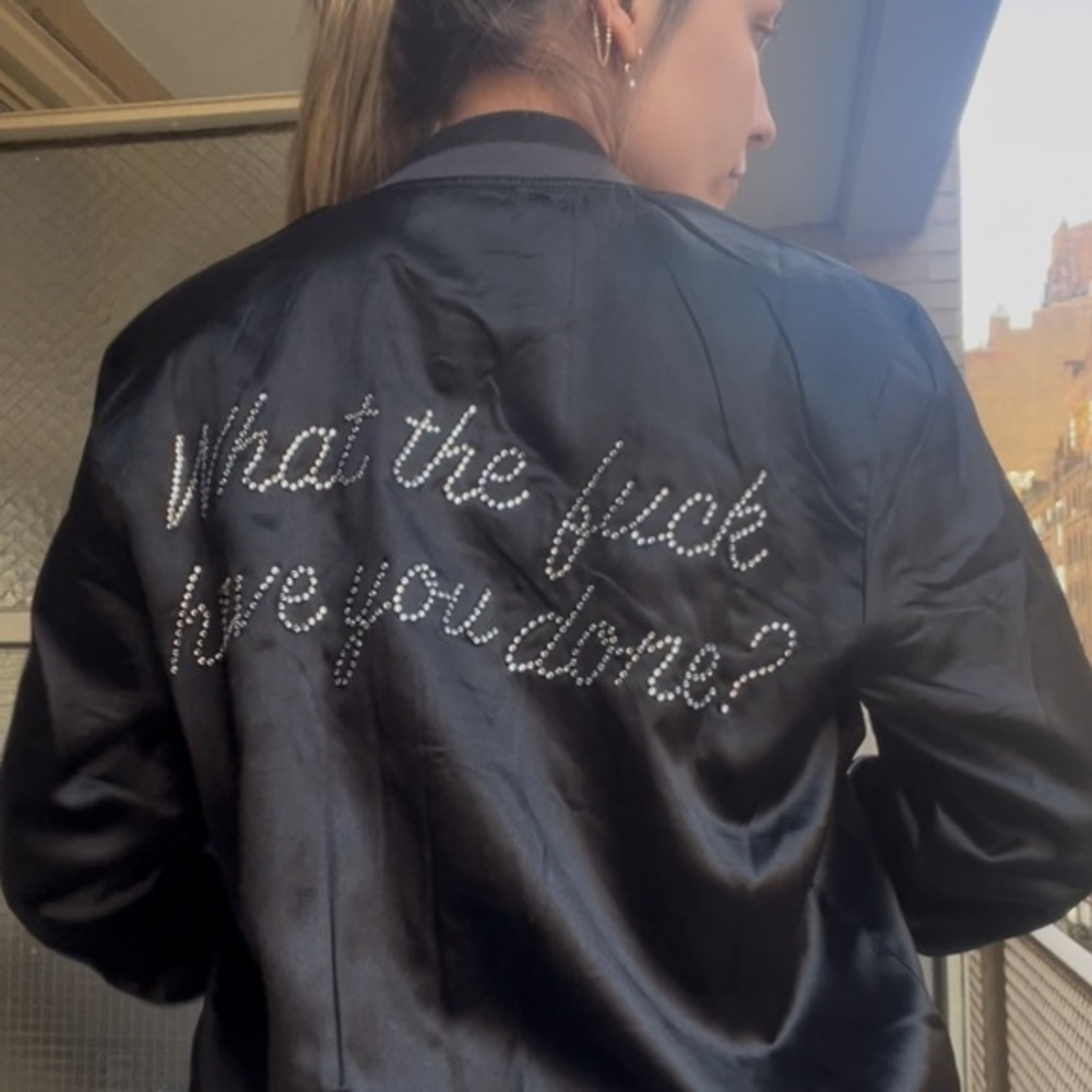 Bedazzled Black Bomber Jacket